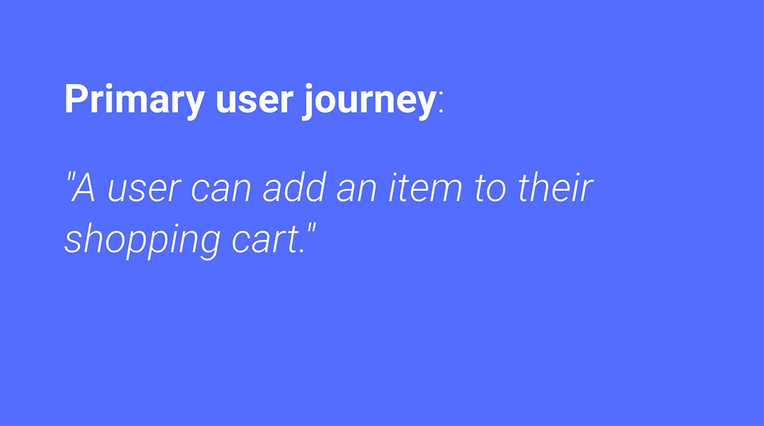 Principal recorrido del usuario: Un usuario puede agregar un artículo a su carrito de compras.