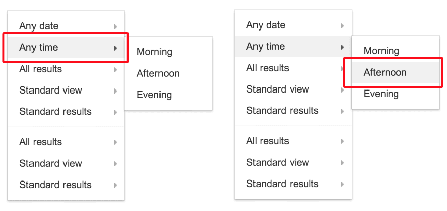 Captura de tela de um menu e submenu que exigem gerenciamento de foco.