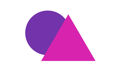 Un triangolo sovrapposto a un cerchio. Il cerchio non è visibile attraverso il triangolo.