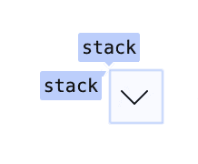 행과 열의 이름이 모두 stack인 버튼에 오버레이된 Grid DevTools가 표시되어 있습니다.