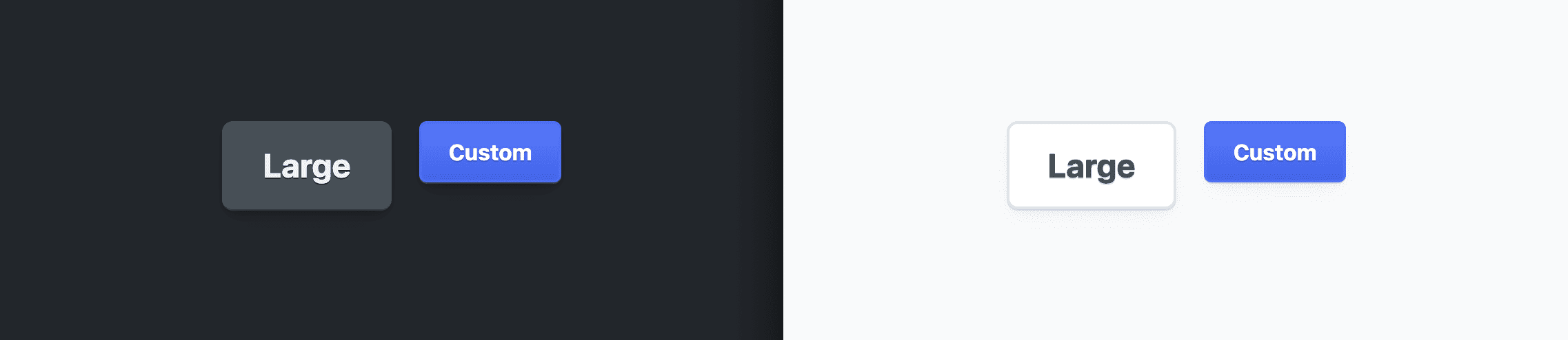 大按钮显示在自定义按钮旁边,大约大 150 倍。