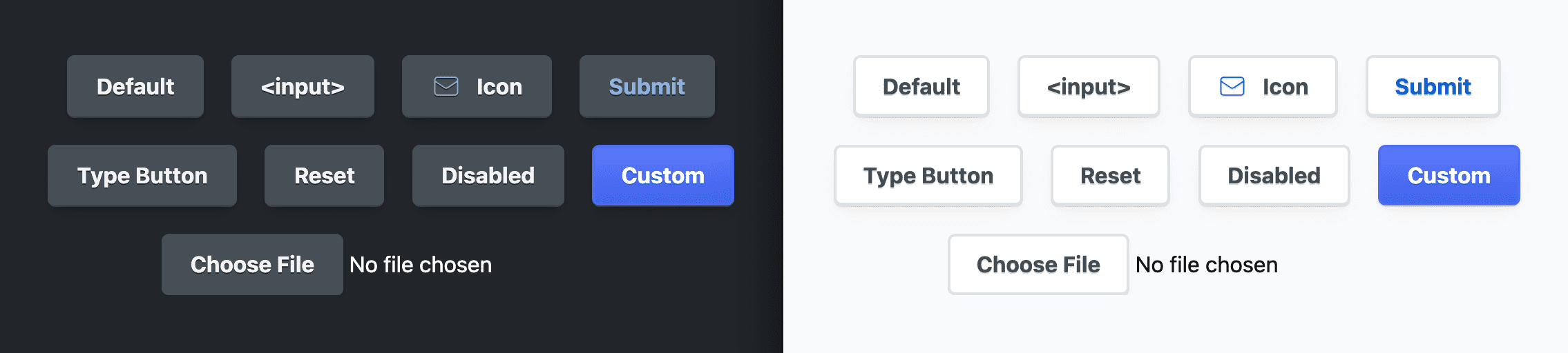 Screenshot che mostra i pulsanti dopo l'applicazione degli stili precedenti.
