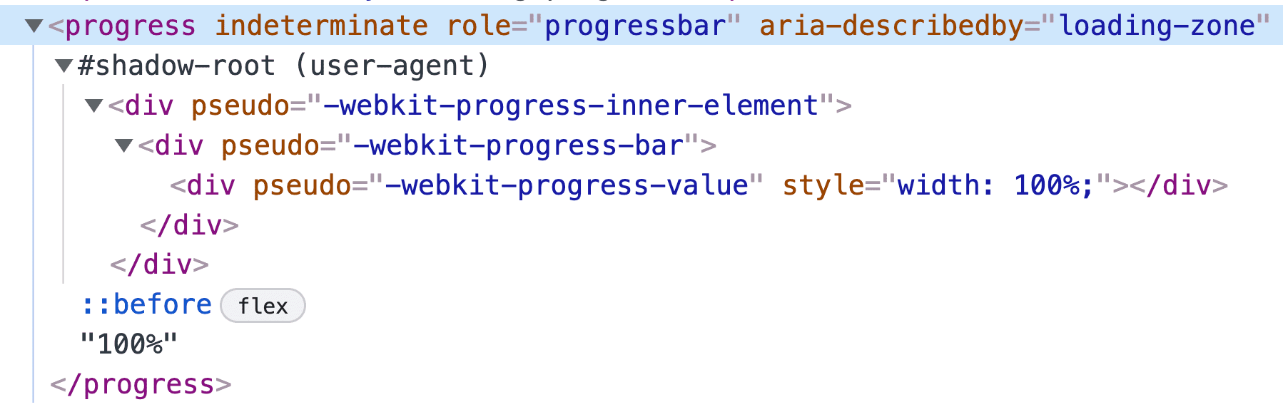 显示 progress 元素内部元素的屏幕截图。