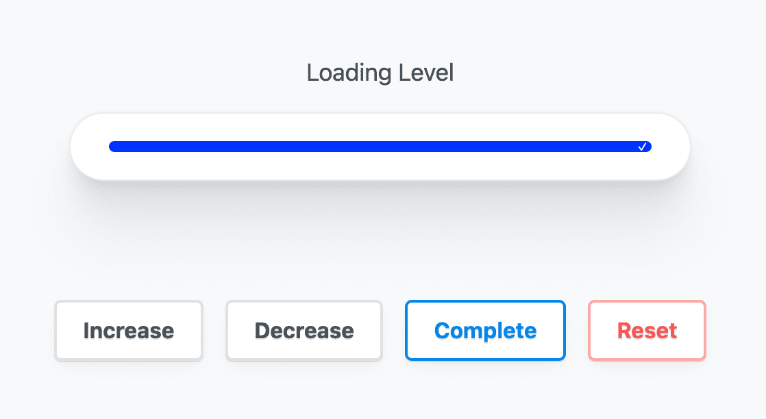 読み込みバーが 100% になり、最後にチェックマークが表示されているスクリーンショット。