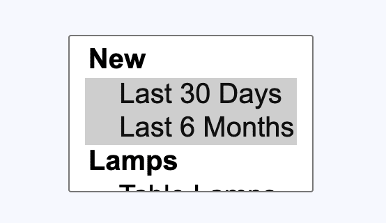 多选元素的桌面版呈现效果的屏幕截图。