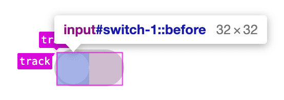 DevTools mostrando o ícone do pseudoelemento posicionado dentro de uma grade CSS.