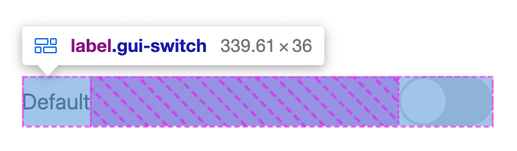 Flexbox DevTools की मदद से हॉरिज़ॉन्टल लेबल और स्विच दिख रहा है. इससे, लेआउट डिस्ट्रिब्यूशन के बारे में जानकारी मिलती है.