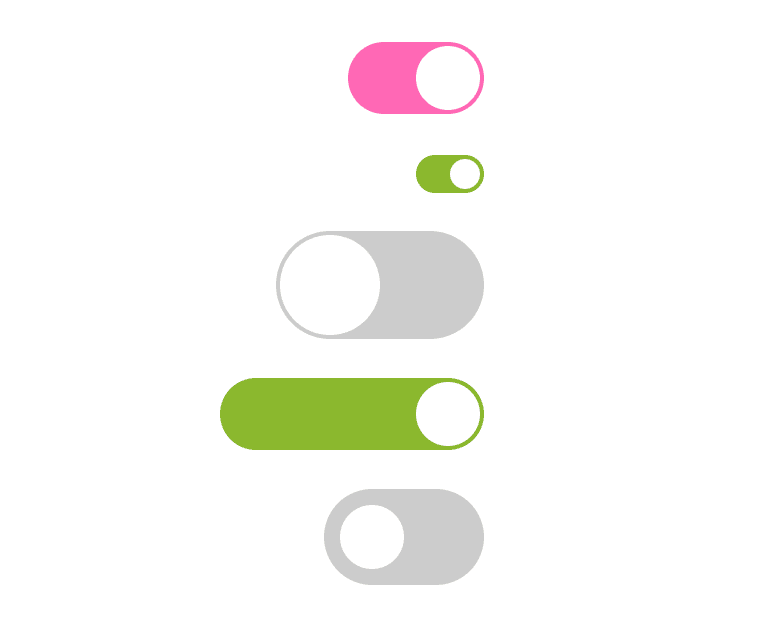 As variantes de chave com tamanhos e cores de rastreamento personalizados.