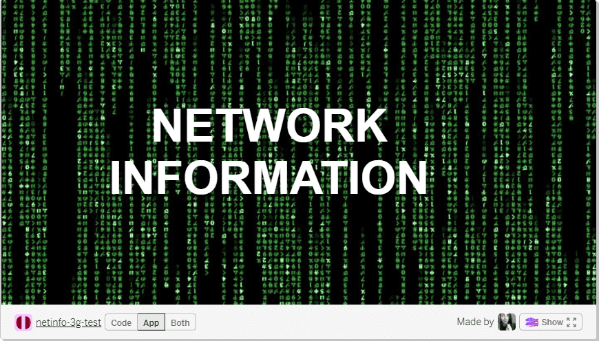 「ネットワーク情報」テキスト オーバーレイが表示されたマトリックスのような画像の背景