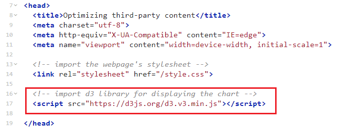 Screenshot index.html dengan tag skrip yang ditandai di bagian head.
