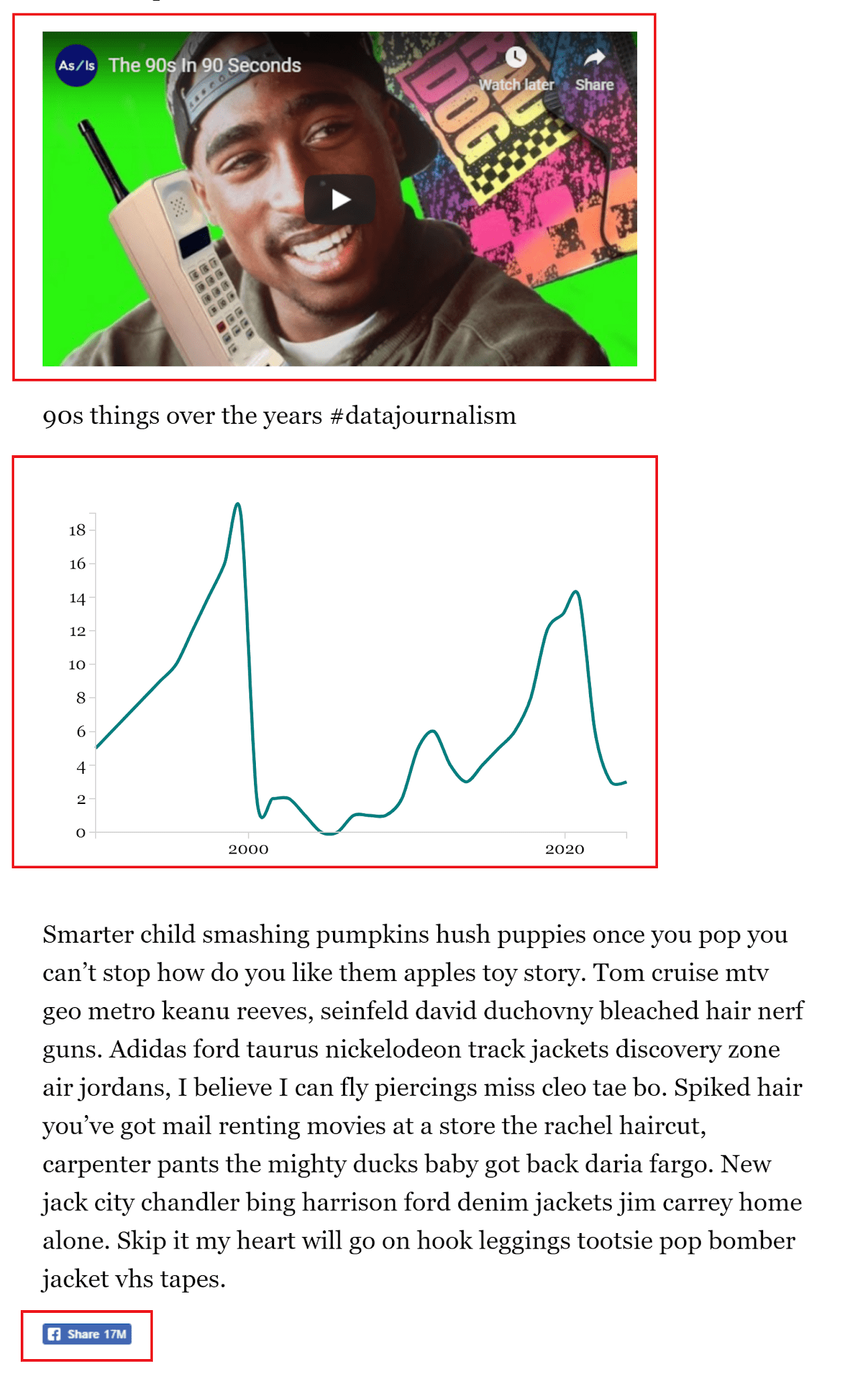 Captura de tela da página com os recursos de terceiros destacados.