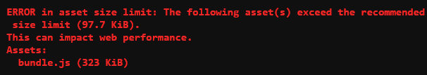 红色字体的 Webpack 性能错误