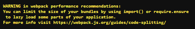 Recommandation d&#39;optimisation des performances Webpack