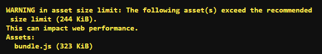 ওয়েবপ্যাক সতর্কতা যে সম্পদ প্রস্তাবিত আকারের সীমা অতিক্রম করেছে
