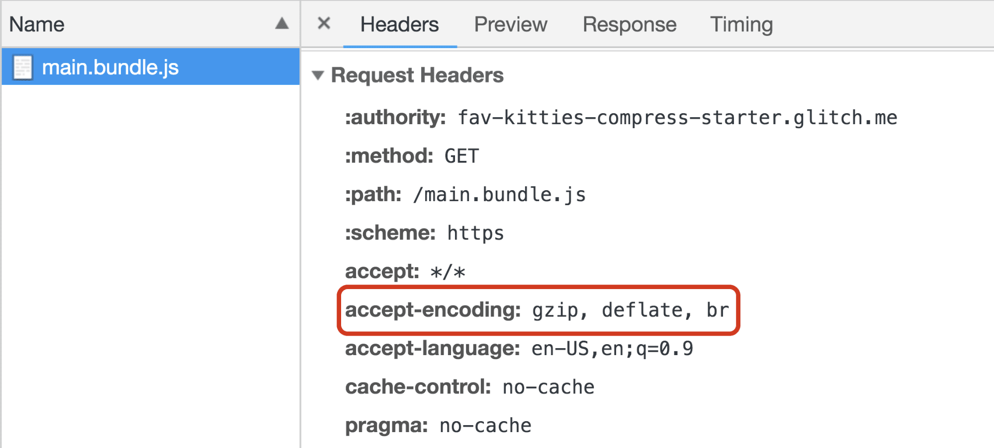 Menerima header encoding