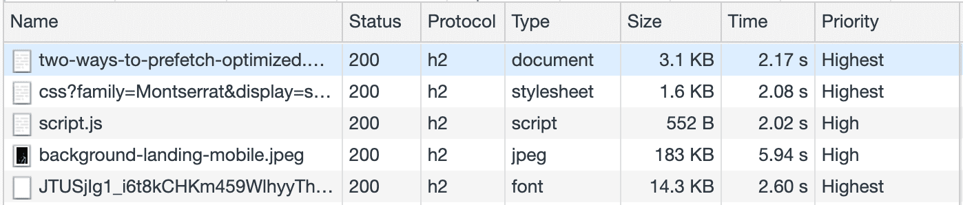 product-details.html öğesinin önceden getirilmediğini gösteren ağ paneli.