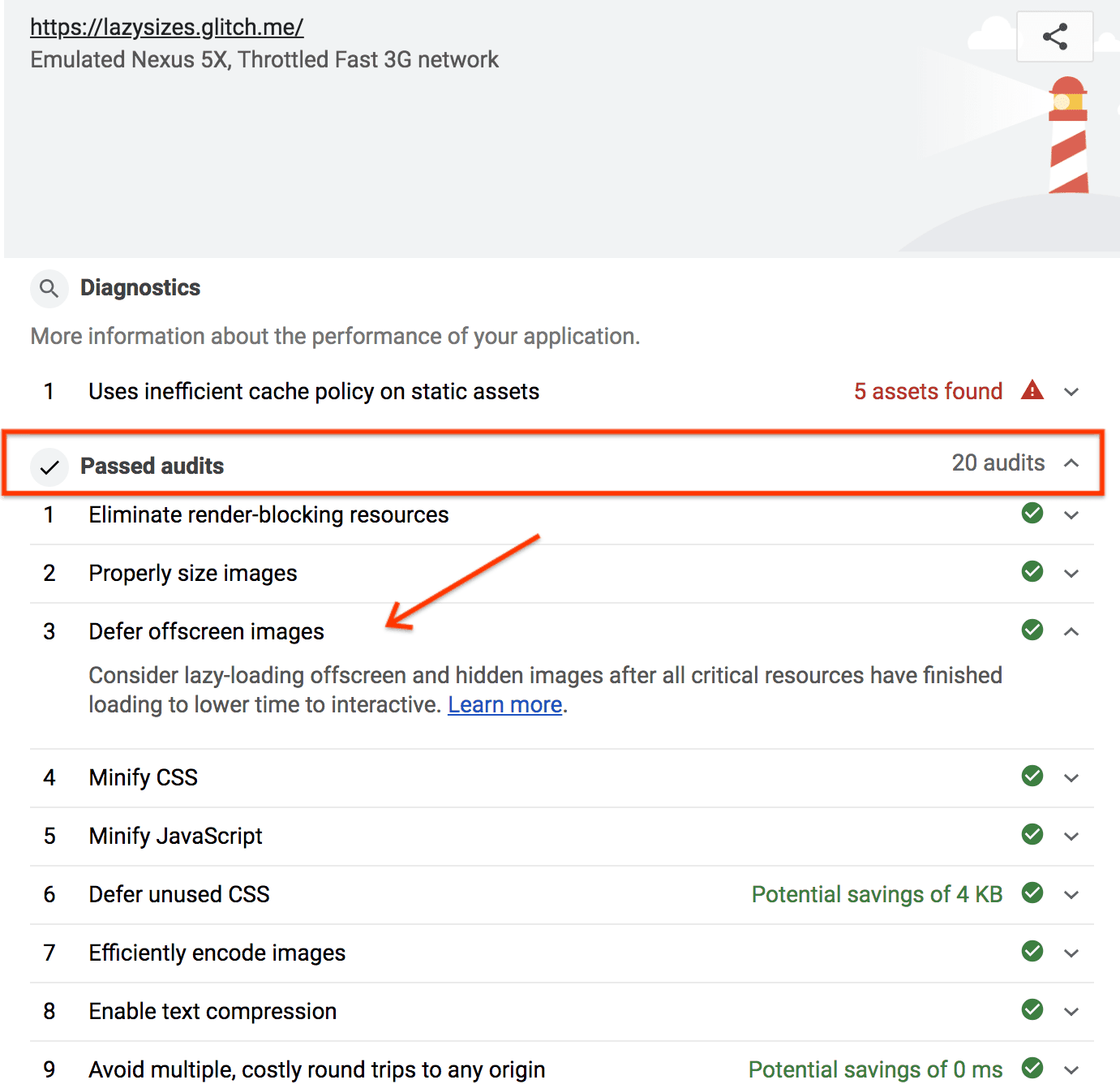 Passing 'Efficiently encode images' audit in Lighthouse