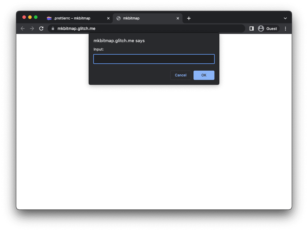 L&#39;application mkbitmap affichant une invite demandant une saisie.