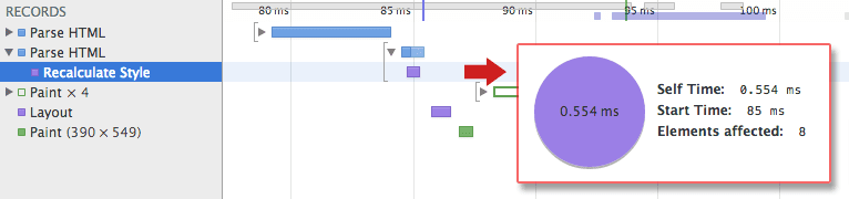 DevTools での CSSOM 構築のトレース