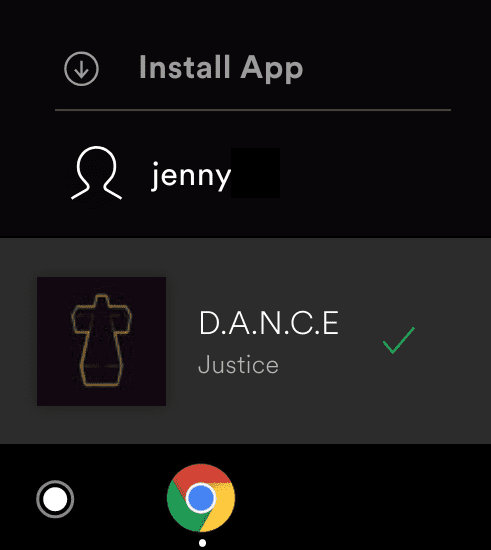 Botón Instalar app proporcionado en la AWP de Spotify