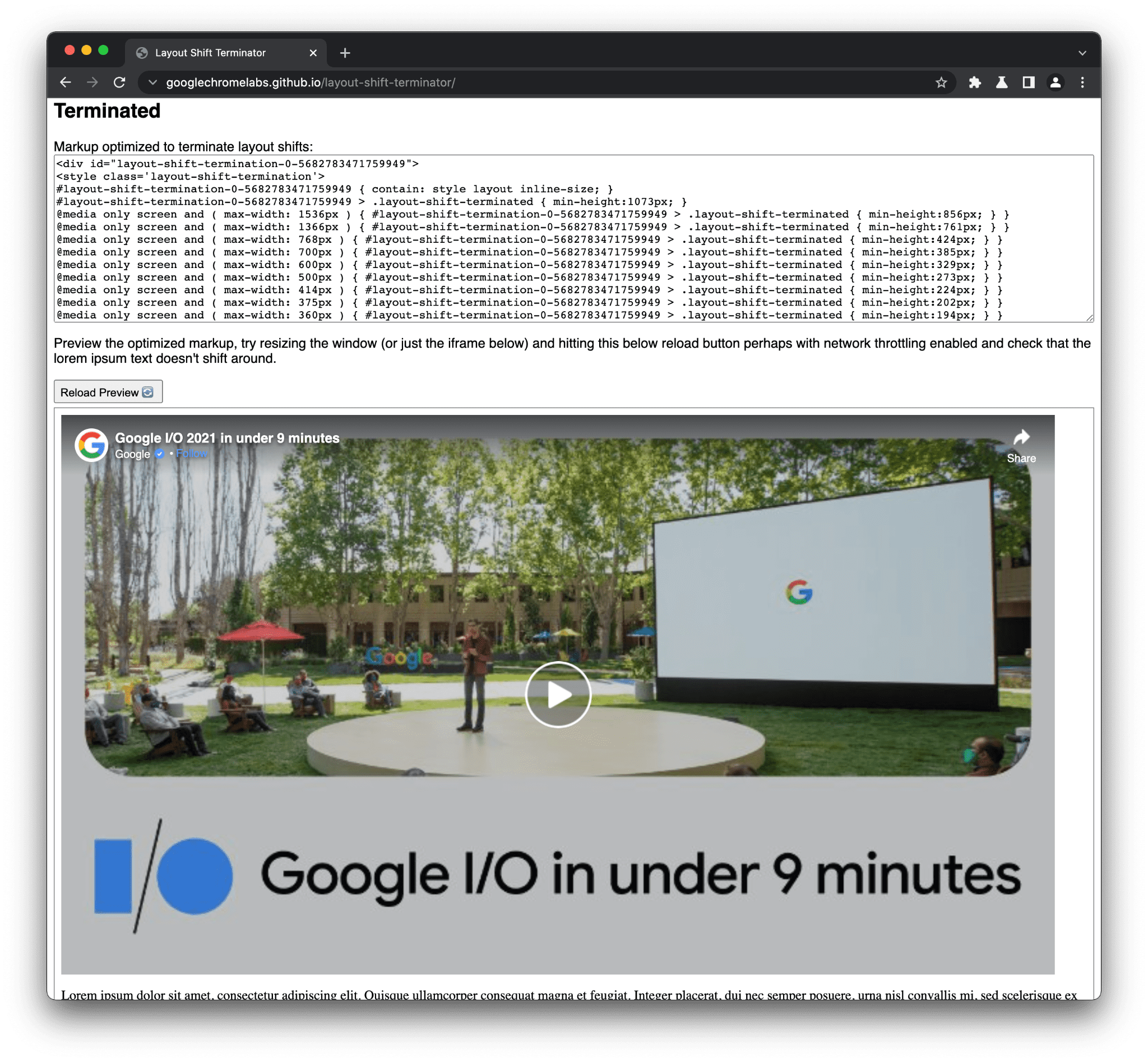 Terminal für Layout-Shifts