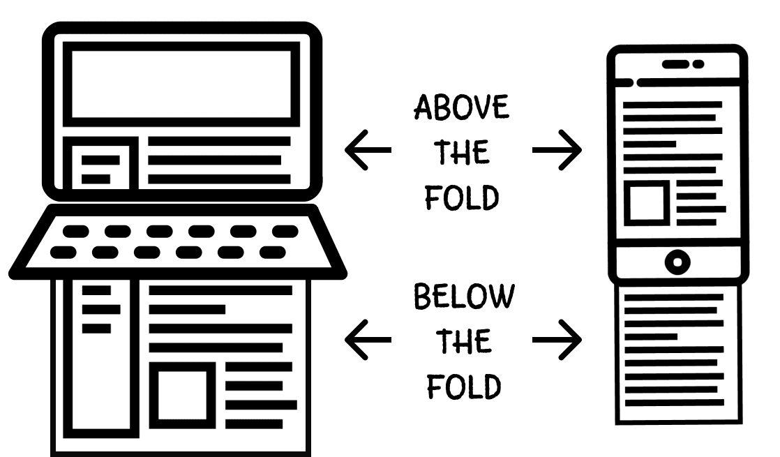 Una ilustración de una laptop y un dispositivo móvil con páginas web que desbordan los bordes de las pantallas