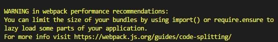 Recommandation d&#39;optimisation des performances Webpack