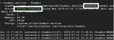 Thumbor のステータスを表示する Systemctl