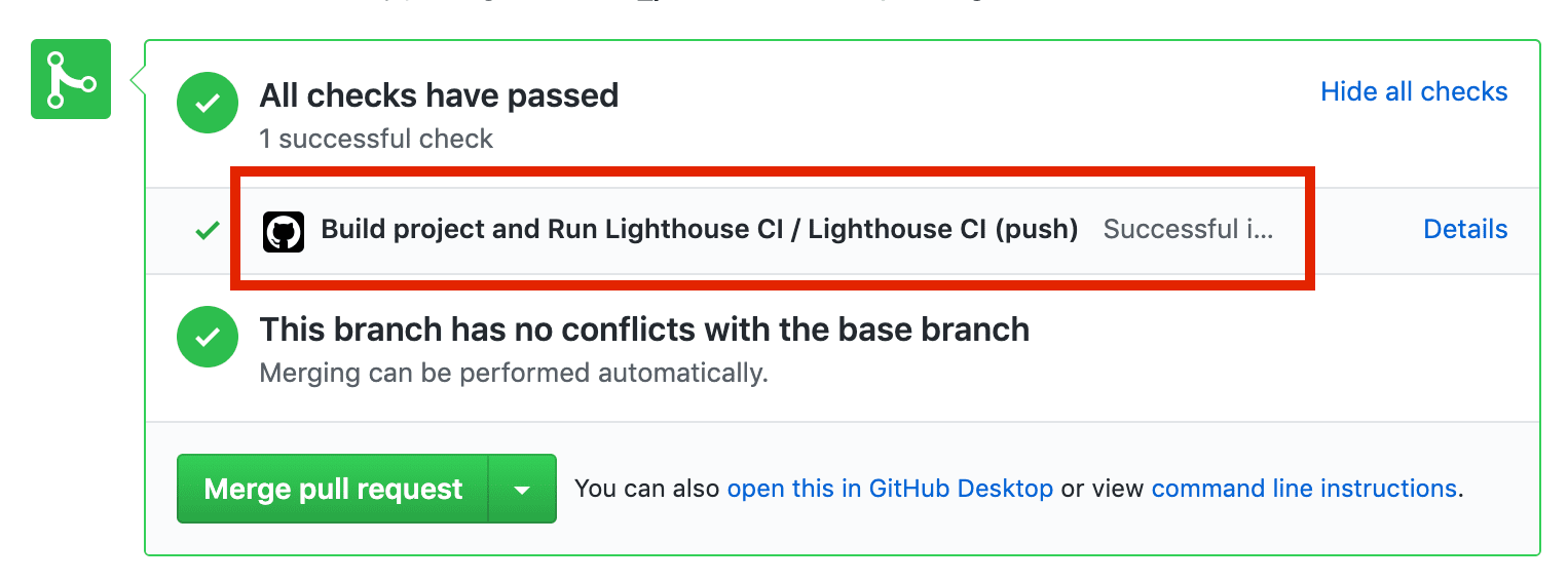 لقطة شاشة لفحص حالة GitHub