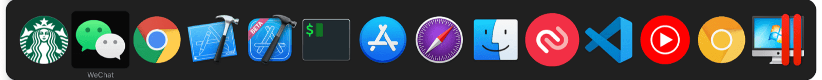 El selector de multitareas de macOS incluye miniapps junto con la app estándar de macOS.
