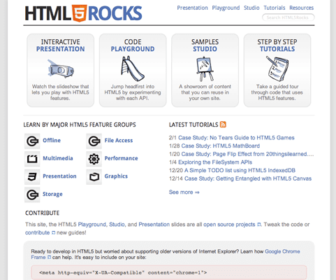 html5rocks.com auf Computern