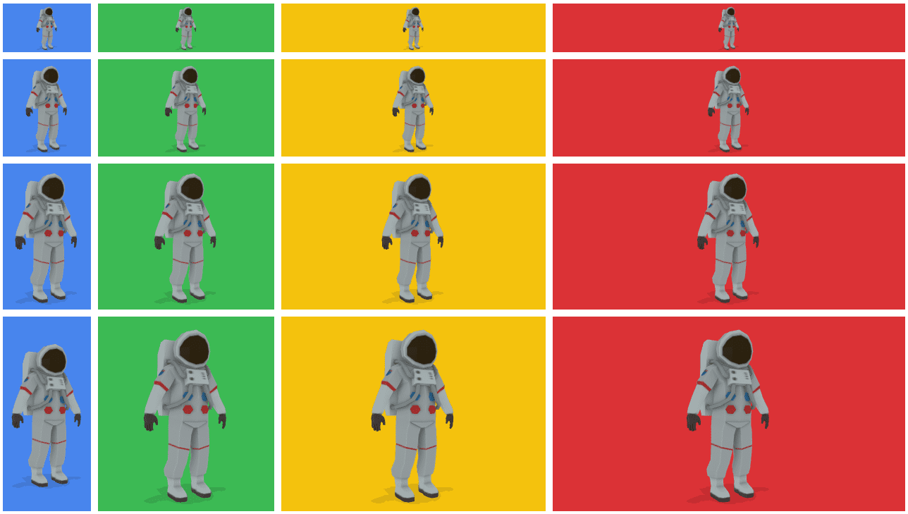 Plusieurs images de combinaison spatiale représentant la réactivité.