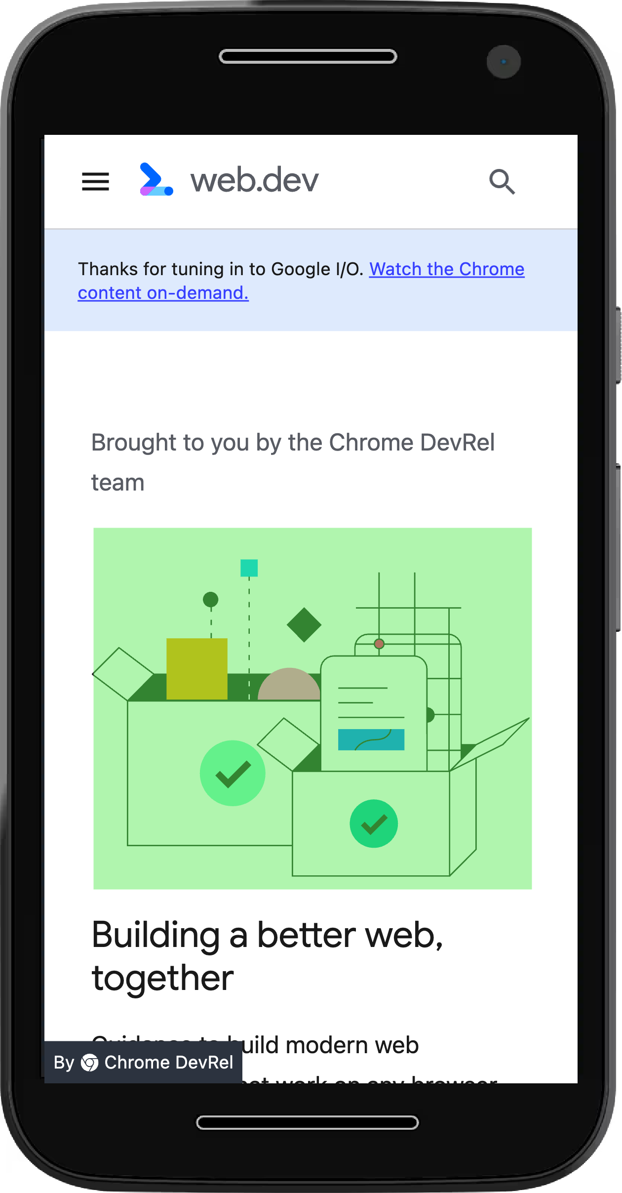 एक वेब पेज, जिसमें एलसीपी एलिमेंट को हरे रंग से हाइलाइट किया गया है.