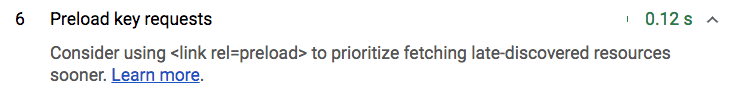 Auditoria de solicitações de chave de pré-carregamento do Lighthouse.