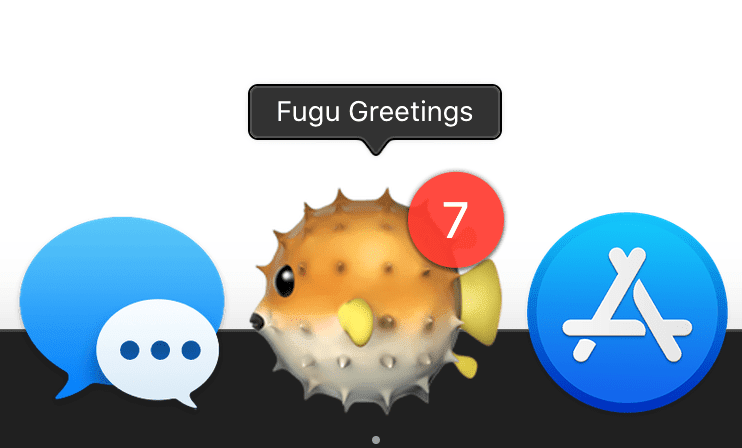 Ícone de crachá no app Fugu Greetings mostrando o número 7.