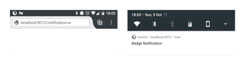 Notifikasi dengan badge di Firefox di Android.