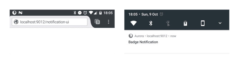 Notifikasi dengan badge di Firefox pada Android.