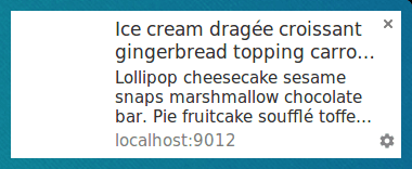 Notificação com título longo e texto do corpo no Chrome no Linux.