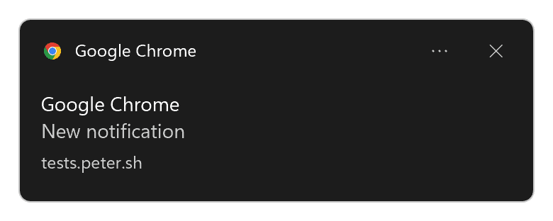 Notificación sin el título ni las opciones en Chrome para Windows.