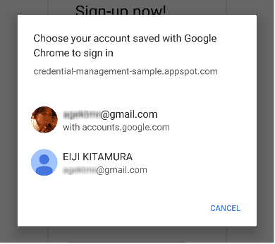 Selettore dell&#39;Account Google che mostra più account.