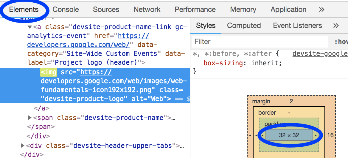 DevTools 元素的面板