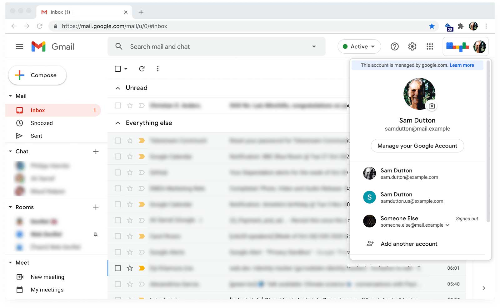 Gmail, que muestra el cambio de cuenta