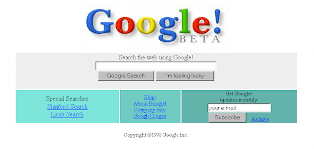 Eine Webseite im Stil der 1990er