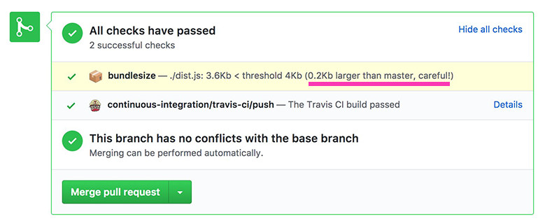 Verificación de tamaño de paquete en GitHub