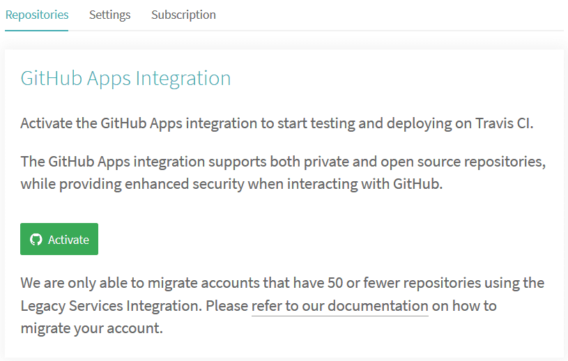 GitHub Apps-Integration in Travis CI