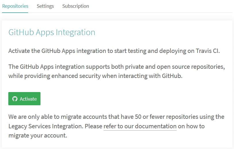 دمج GitHub Apps على Travis CI