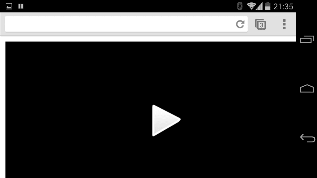 عکس صفحه‌نمایش Android Chrome، افقی: عنصر ویدیوی بدون استایل از درگاه نمای سرریز است.