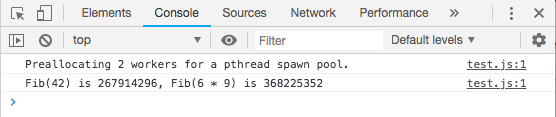 Console output from fibonacci program