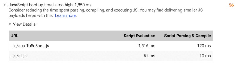 Tempo di avvio di JavaScript