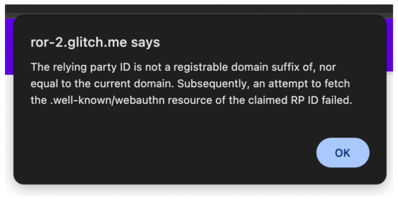 Pop-up de message d&#39;erreur dans Chrome.